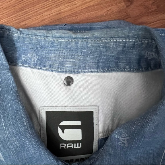 G Star Raw Mens Arc 3D Long Sleeve Shirt Size XL blue Western Cowboy Button Snap - Picture 9 of 16